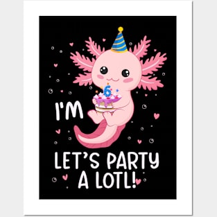 Funny 6th Birthday I'm 6 Years Old lets party Axolotl Posters and Art